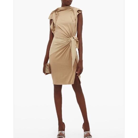 NWT Burberry Knotted Stretch-Silk Sheath Dress Size 4 - Picture 1 of 12